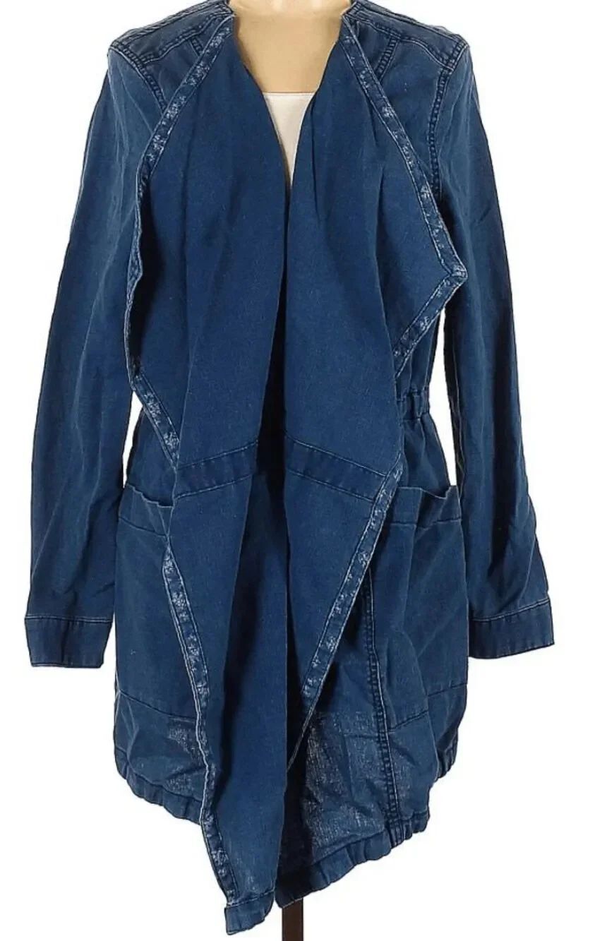 Anthropologie Hei Hei High Plains Chambray Anorak Jean denim Open Blazer Jacket